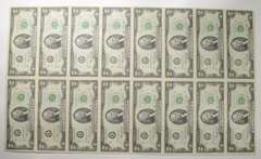 Sheet Of 16 1976 Dallas, Texas $2 Federal Reserve Notes - Uncut Sheet