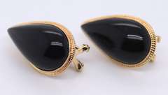 Chic 14kt YG Black Onyx Pear Shaped Earrings