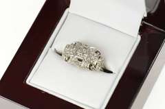 14K White Gold Art Deco Diamond Ornate Floral Statement Ring