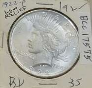 1922 Peace Dol  Unc