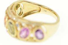 14K Yellow Gold Effy Amethyst Citrine Peridot Diamond Band Ring
