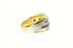 14K Yellow Gold 2.84 Ctw Princess Sapphire Diamond Squared Ring