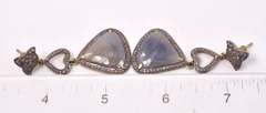 Dazzling 14.12CTW Rare Gray Sapphire and Diamond Earrings in Gold Plated Sterling Silver