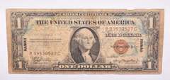 1935-A $1 Silver Cert. WWII Short Snorter Hawaii Overprint Brown Seal