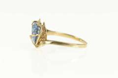 10K Yellow Gold Retro Heart Blue Topaz Love Symbol Ring