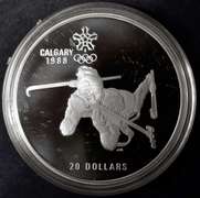 1986 Canada $20 Winter Olympic Games Sterling Silver Proof Coin Hockey