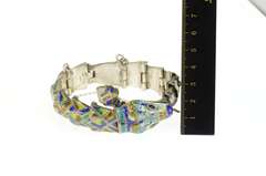 Sterling Silver Ornate Enamel Snake Serpent Statement Bracelet
