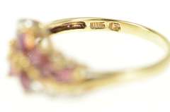 10K Yellow Gold Marquise Ruby Diamond Accent Wavy Bypass Ring