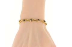 14K Yellow Gold Heart Natural Sapphire Diamond Accent Bracelet