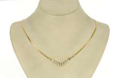 14K Yellow Gold 0.87 Ctw Diamond Chevron Square Chain Necklace