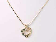 Elegant Emerald and Diamond Heart Pendant in 14K Yellow Gold