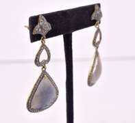 Dazzling 14.12CTW Rare Gray Sapphire and Diamond Earrings in Gold Plated Sterling Silver