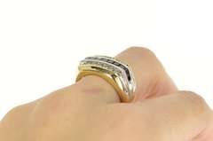 14K Yellow Gold 2.84 Ctw Princess Sapphire Diamond Squared Ring