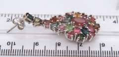 Vintage Sterling Silver Multi Gemstone Dangle Earrings