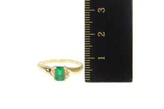 14K Yellow Gold Emerald Cut Syn. Emerald Diamond Accent Ring