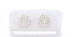 Large Round Cluster Diamond 14k White Gold Earrings