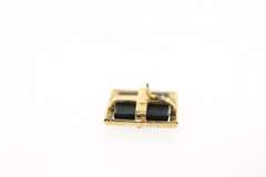14 KT YELLOW GOLD OPAL DOUBLET INLAY LAPEL PIN.