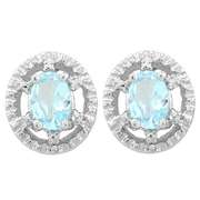 1 1/5 CARAT BABY SWISS BLUE TOPAZ 925 STERLING SILVER EARRINGS