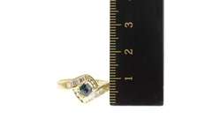 14K Yellow Gold Princess Sapphire Diamond Engagement Ring