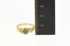 14K Yellow Gold Oval Tsavorite Garnet Diamond Engagement Ring