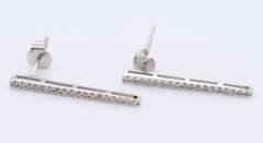 Sparkling White Gold Diamond Stick Earrings