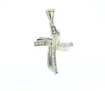14 KT WHITE GOLD DIAMOND CROSS PENDANT