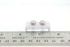 Large Round Cluster Diamond 14k White Gold Earrings