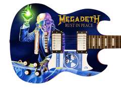 Megadeth Dave Mustaine Signed Rust In Peace Custom Photo Graphics Guitar ACOA