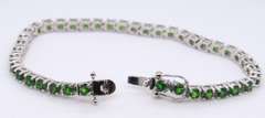 Sterling Silver Green Stone Tennis Bracelet