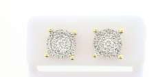 Elegant Cluster Diamond 14k Yellow Gold Earrings