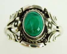 Prettiest Vintage Sterling Malachite Ring, Size 7.25