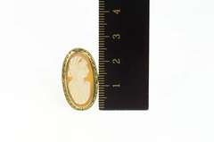 10K Yellow Gold Victorian Etched Carved Cameo Statement Ring