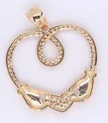 Fabulous Yellow Gold Claddagh Cubic Zirconia Heart Shaped Pendant