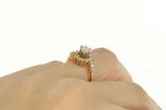 14K Yellow Gold 0.81 Ctw Diamond Swirl Halo Engagement Ring