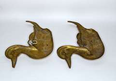 Two 3D Solid Brass Swimming Duck Wall Decorative Plaques With Texture