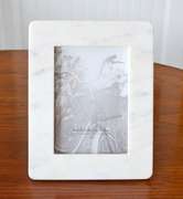 Vertical or Horizontal White Marble Photo Frame With Glass, 5x7 Picture