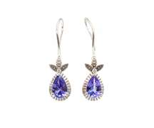 Dangle Tanzanite and Diamond Earrings in 14K