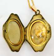 Beautiful Early Gold Filled Diamond Locket & Chain