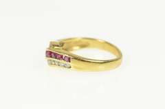 18K Yellow Gold 0.98 Ctw Natural Ruby Diamond Wavy Band Ring