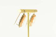 14K Yellow Gold Ornate Carved Shell Cameo Dangle Hook Earrings