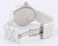 Hidalgo White Ceramic Roman Dial Diamond Bezel Watch