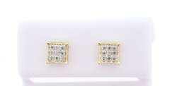 Square 10k Yellow Gold Earrings with Diamond Studs