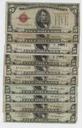 9 Assorted Old $5 Silver Certs & Notes: 1928, 1934, & 1953