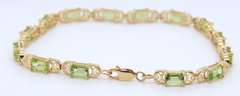 Gorgeous Yellow Gold Peridot Line Bracelet