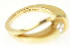 14K Yellow Gold 0.45 Ct Diamond Solitaire Curvy Engagement Ring