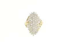14K Yellow Gold 1.46 Ctw Diamond Cluster Statement Ring
