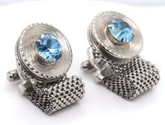 Vintage Sterling Silver Gemstone Cufflinks
