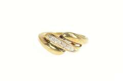 10K Yellow Gold Classic Wavy Diamond Bypass Statement Ring