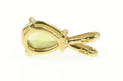 14K Yellow Gold Pear Peridot Classic Solitaire Statement Pendant