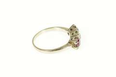 14K White Gold 1.40 Ctw 1940's Old European Diamond Ruby Ring